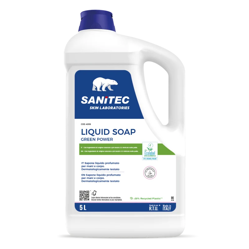 Sapone liquido mani Ecolabel Sanitec Liquid Soap Green Power 2x5 litri DISPONIBILE IN 7 GIORNI LAVORATIVI