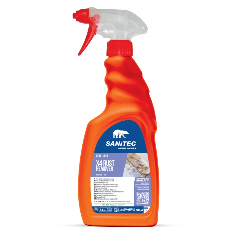 Pretrattante per macchie di ruggine Sanitec X4 Rust Remover 500 ml DISPONIBILE IN 7 GIORNI LAVORATIVI