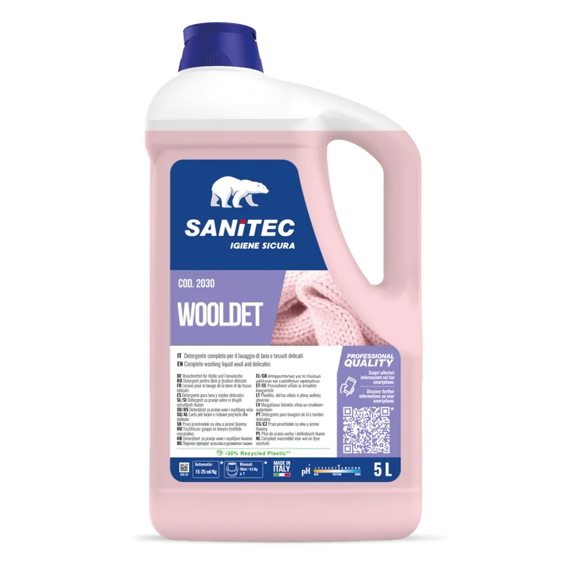 Detergente per lana e delicati Sanitec Wooldet 5 litri DISPONIBILE IN 7 GIORNI LAVORATIVI