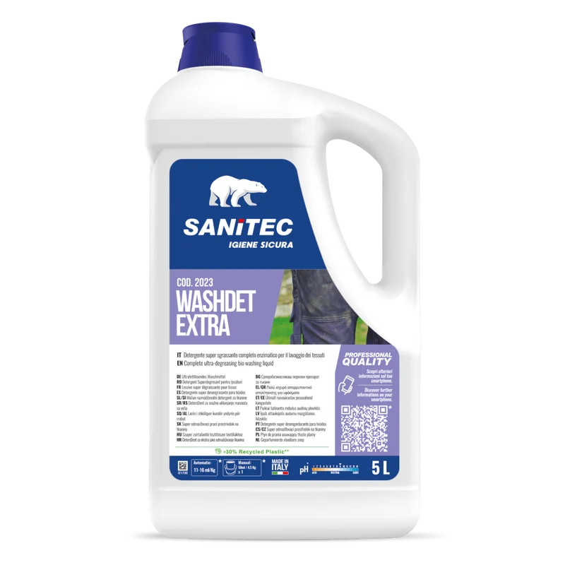 Detergente sgrassante per bucato Sanitec Washdet Extra 2x5 litri DISPONIBILE IN 7 GIORNI LAVORATIVI