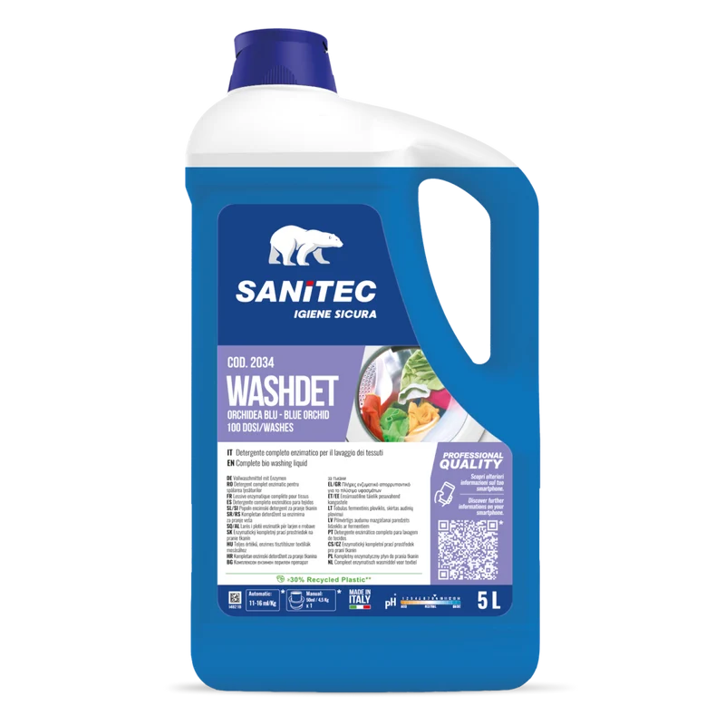 Detergente enzimatico per bucato Sanitec Washdet Orchidea Blu 2x5 litri DISPONIBILE IN 7 GIORNI LAVORATIVI