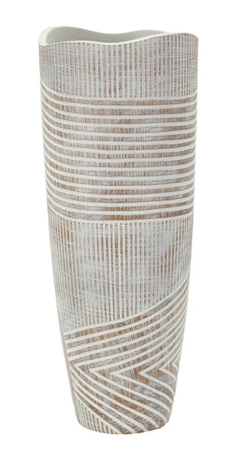Vaso Resina Woody Ø18x45 cm in Resina Bianco effetto lavato