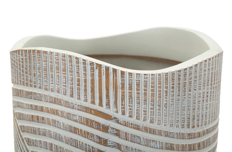 Vaso Resina Woody Ø18x45 cm in Resina Bianco effetto lavato