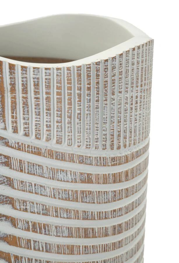 Vaso Resina Woody Ø18x45 cm in Resina Bianco effetto lavato