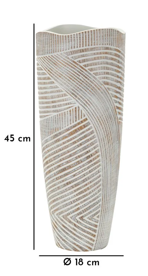 Vaso Resina Woody Ø18x45 cm in Resina Bianco effetto lavato