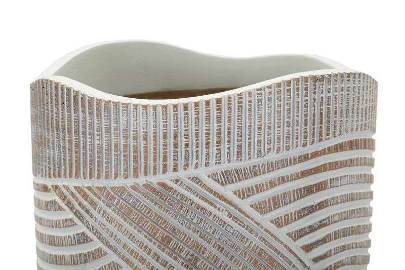 Vaso Resina Woody Ø19x55 cm in Resina Bianco effetto lavato