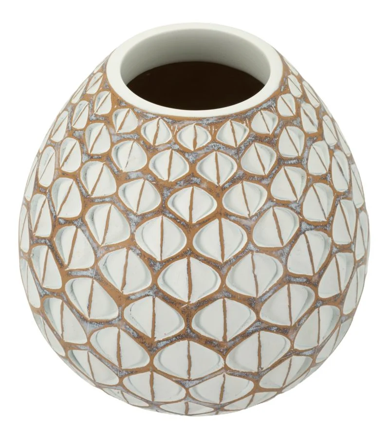 Vaso Resina Tibet Ø27x27 cm in Resina Bianco effetto lavato