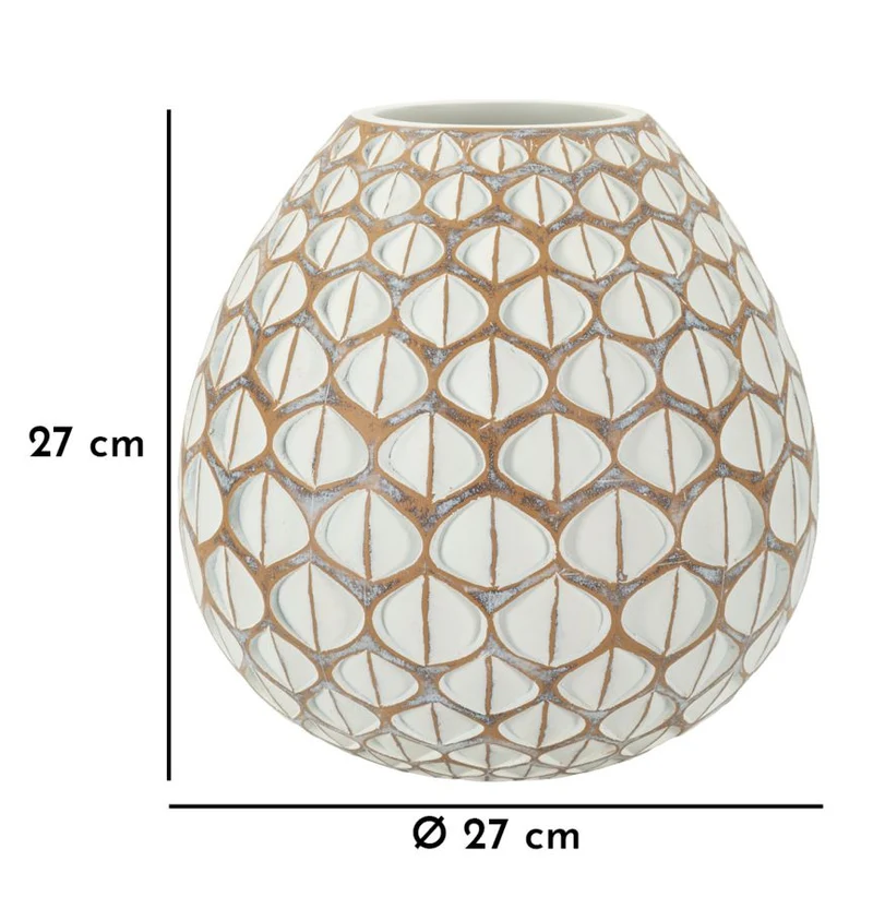 Vaso Resina Tibet Ø27x27 cm in Resina Bianco effetto lavato
