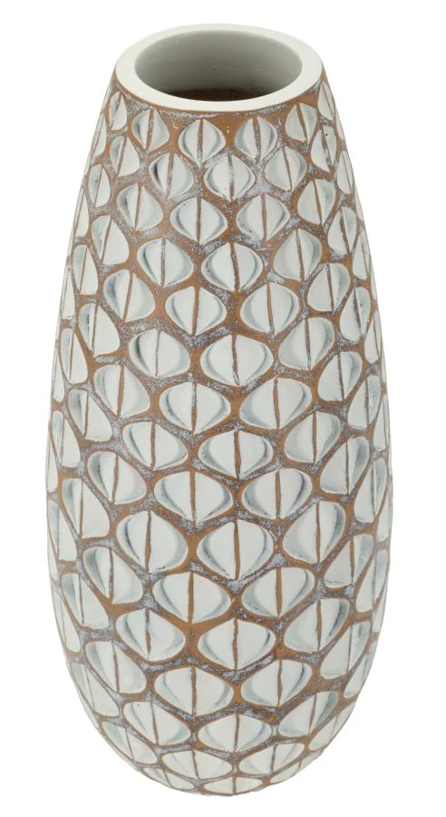 Vaso Resina Tibet Ø20x45,5 cm in Resina Bianco effetto lavato