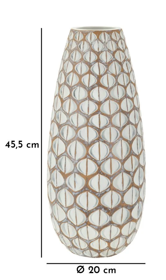 Vaso Resina Tibet Ø20x45,5 cm in Resina Bianco effetto lavato