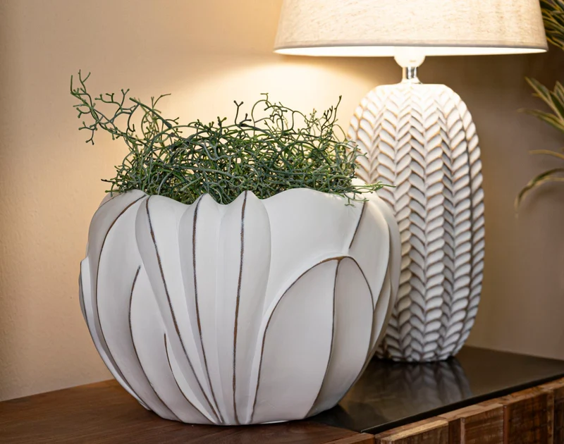 Cachepot Gardy Ø34,5x23,5 cm in Resina Bianco effetto lavato