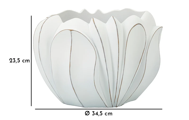 Cachepot Gardy Ø34,5x23,5 cm in Resina Bianco effetto lavato