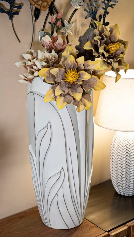 Vaso Gardy Ø30,5x69 cm in Resina Bianco effetto lavato