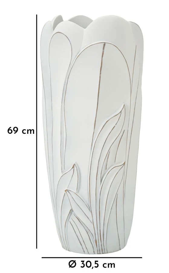 Vaso Gardy Ø30,5x69 cm in Resina Bianco effetto lavato