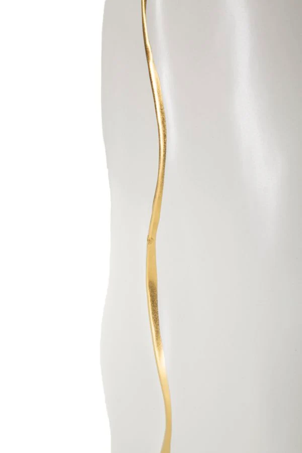 Vaso Uma 16x8x40 cm in Ceramica Bianco e Oro