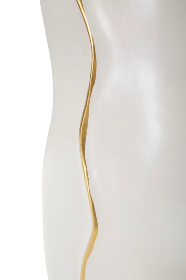 Vaso Uma 19,5x10x50 cm in Ceramica Bianco e Oro