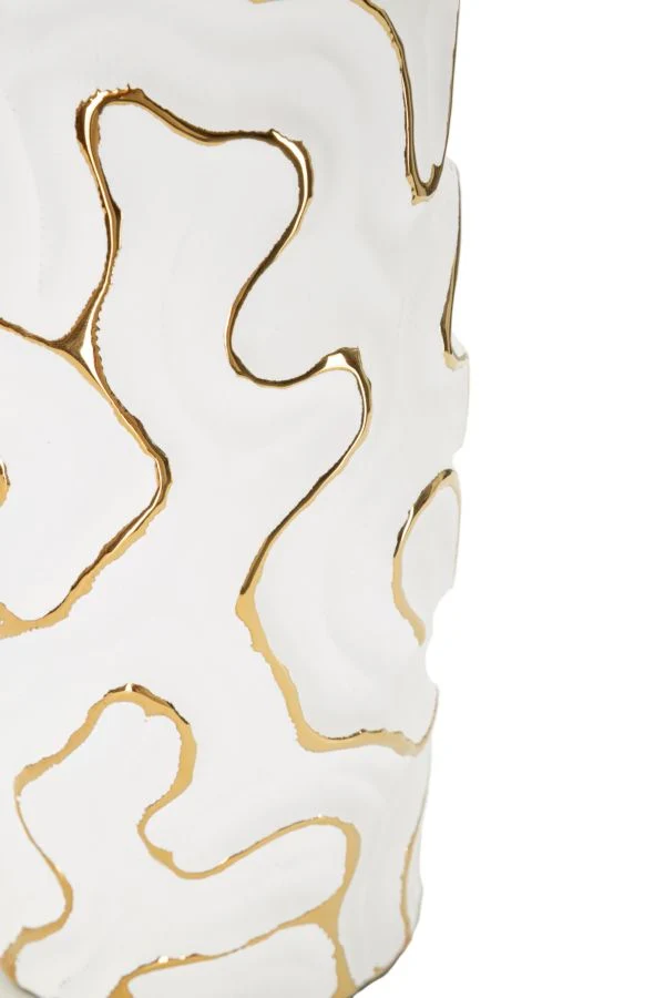 Vaso Adore Ø12,5x25 cm in Ceramica Bianco e Oro
