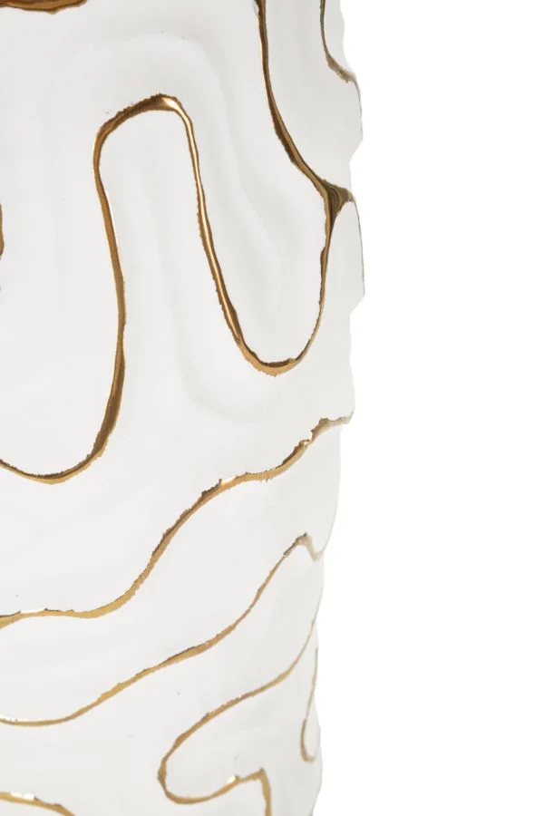 Vaso Adore Ø16x32,5 cm in Ceramica Bianco e Oro