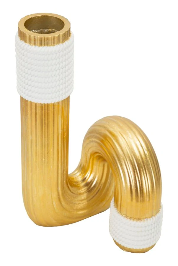 Vaso Bann Big 14,5x13x25 cm in Resina Oro e Bianco