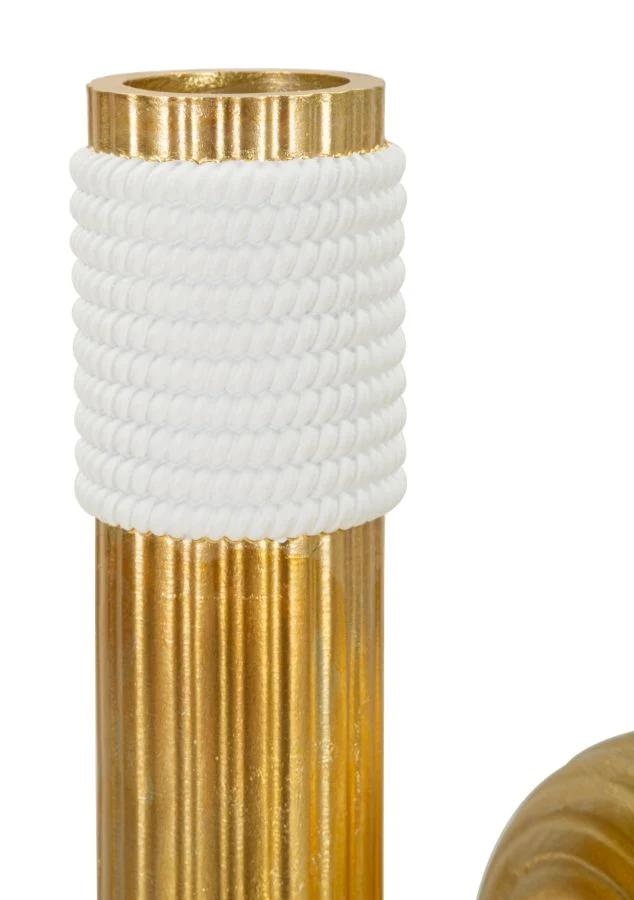 Vaso Bann Big 14,5x13x25 cm in Resina Oro e Bianco