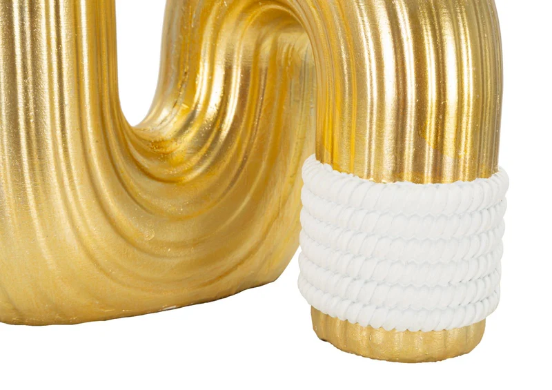 Vaso Bann Big 15,3x13x30,5 cm in Resina Oro e Bianco