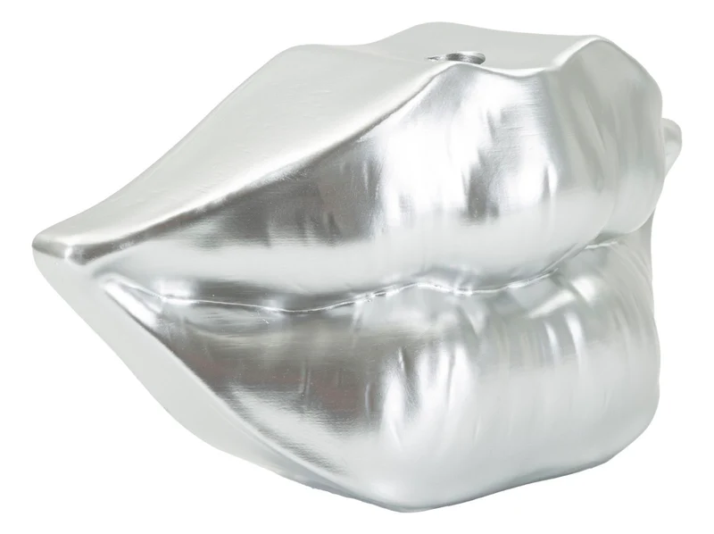 Vaso Mouth Lip Silver 23x8x12 cm in Resina Argento