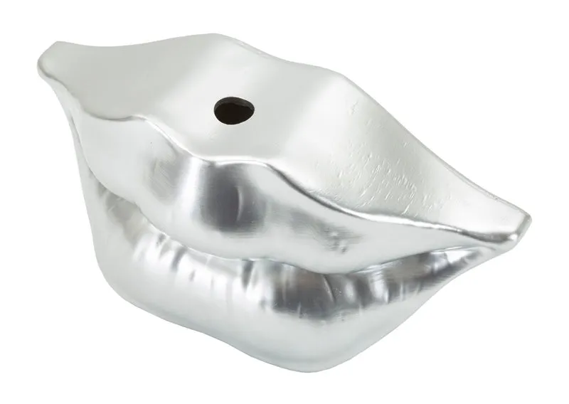 Vaso Mouth Lip Silver 23x8x12 cm in Resina Argento