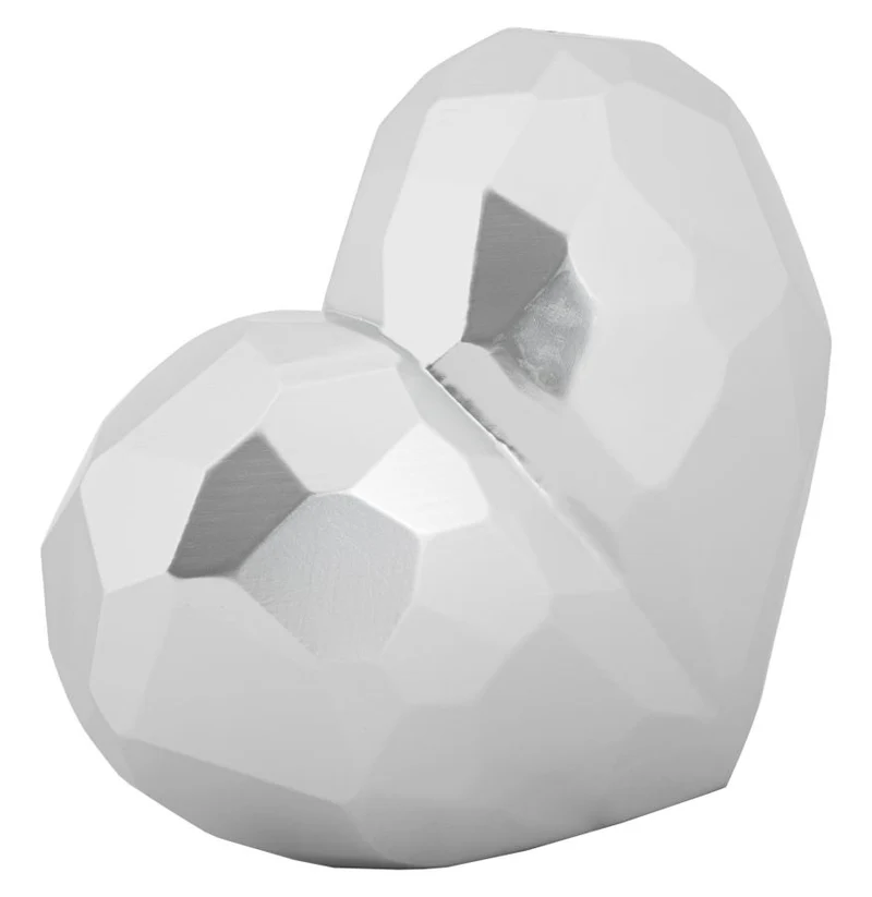 Vaso Heart Silver 19x9x18 cm in Resina Argento