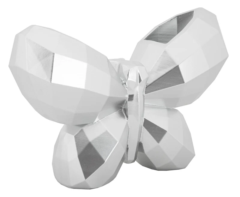 Vaso Butterfly Silver 22,5x8x15 cm in Resina Argento