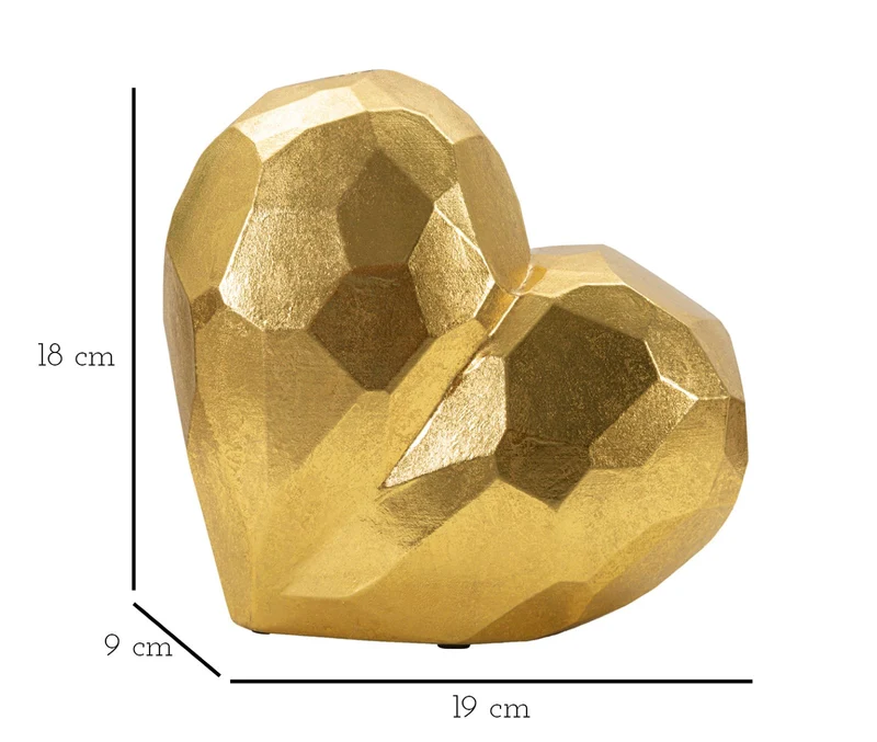 Vaso Heart Gold 19x9x18 cm in Resina Oro