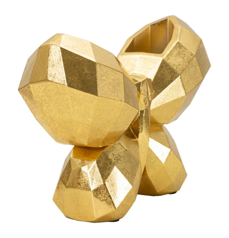 Vaso Butterfly Gold 22,5x8x15 cm in Resina Oro