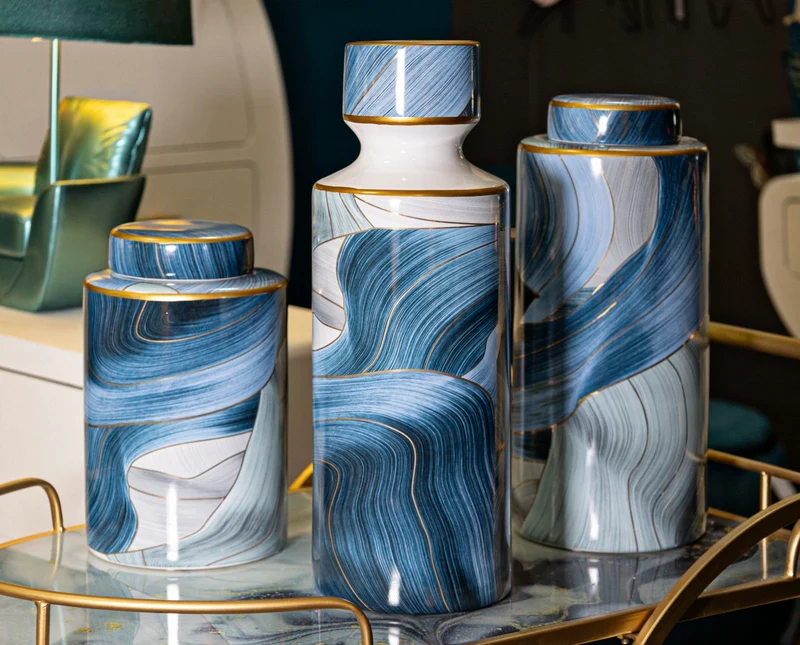 Vaso Ceramica Elegant Ø15x34 cm in Ceramica Multicolor