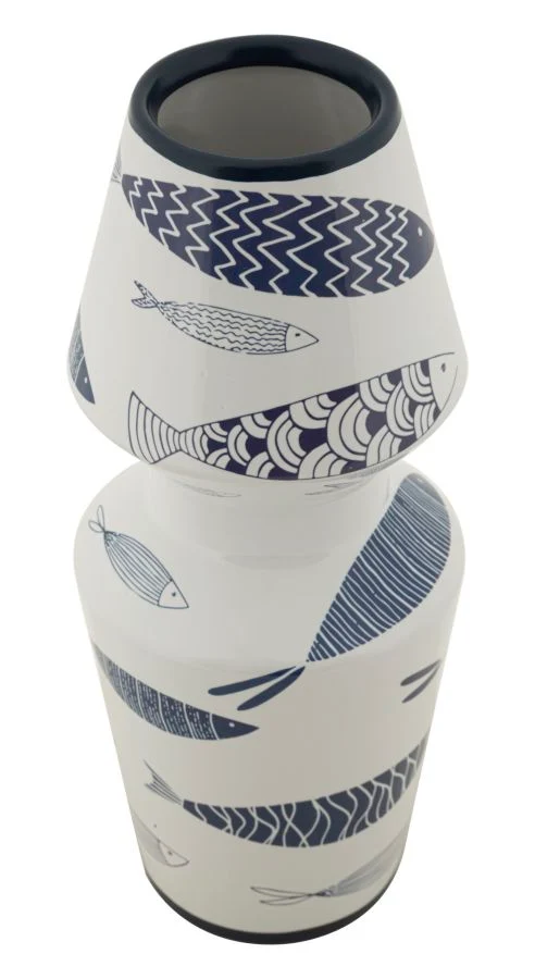 Vaso Ceramica Fish Double Ø14x34 cm in Ceramica Multicolor