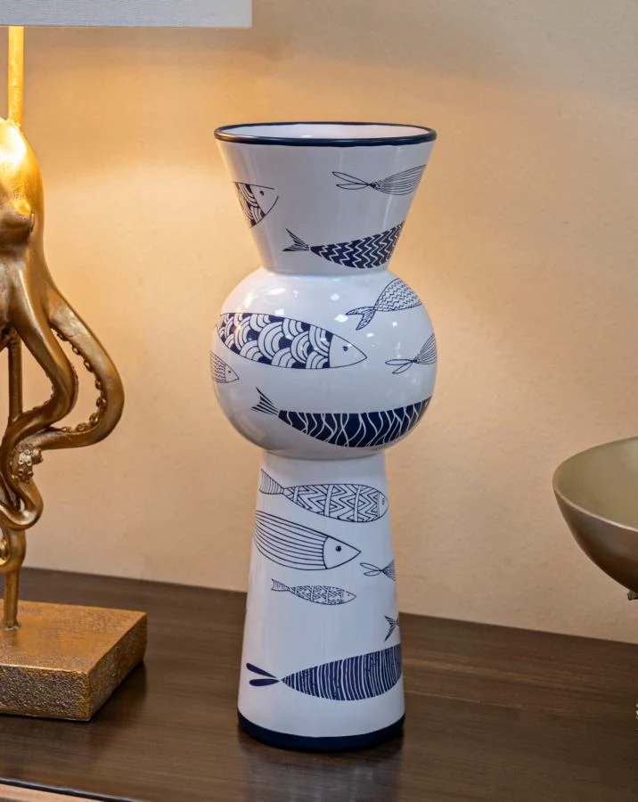 Vaso Ceramica Fish Tall Ø14x38,5 cm in Ceramica Multicolor