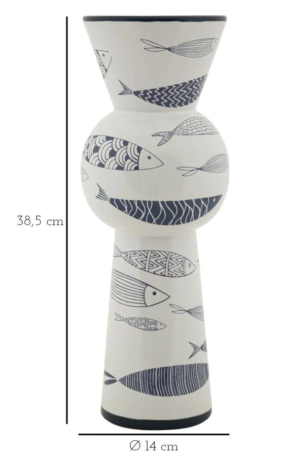 Vaso Ceramica Fish Tall Ø14x38,5 cm in Ceramica Multicolor
