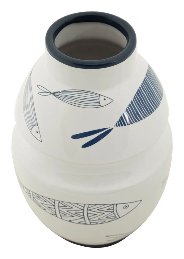 Vaso Ceramica Fish Ø15x24 cm in Ceramica Multicolor