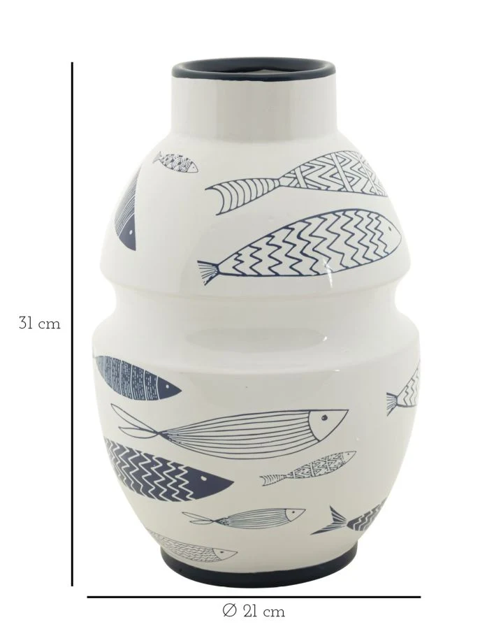 Vaso Ceramica Fish Ø21x31 cm in Ceramica Multicolor