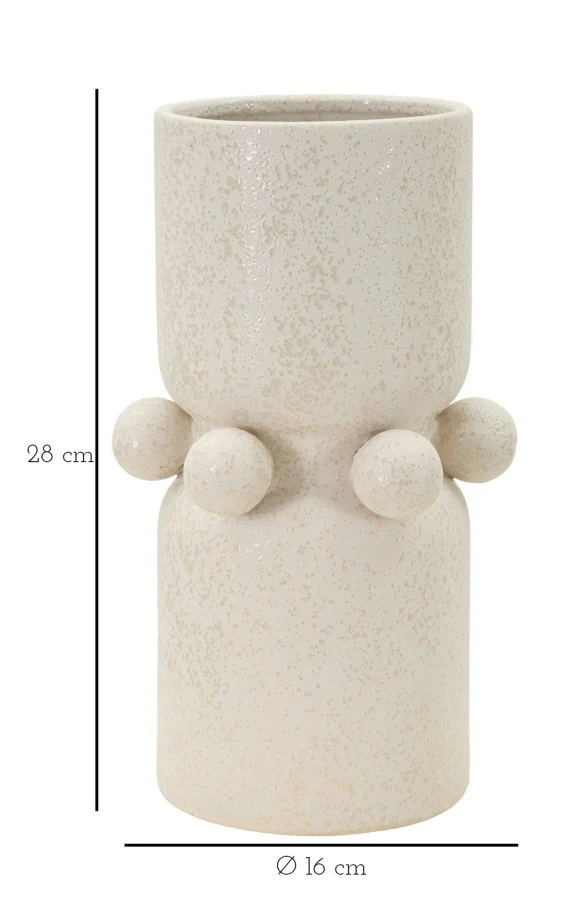 Vaso Ceramica Bubbles Ø16x28 cm in Ceramica Crema