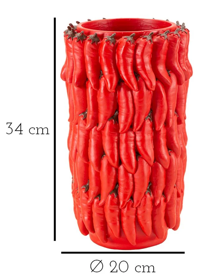 Vaso Chili Ø20x34 cm in Resina Rosso