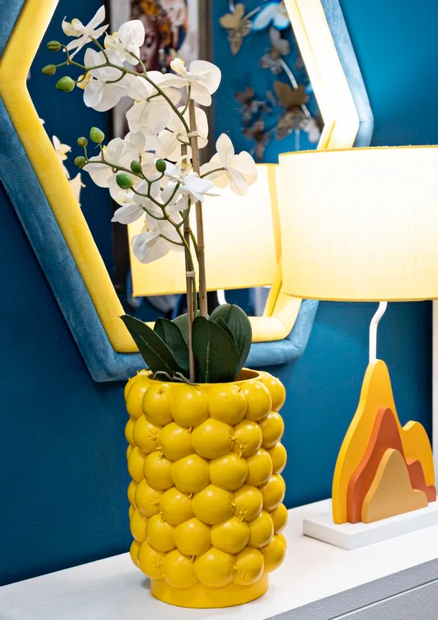 Vaso Lemons Ø21x28 cm in Resina Giallo