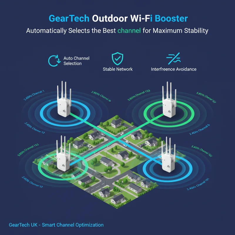 Dual-band WiFi signal booster 5G and 2.4G for home and garden