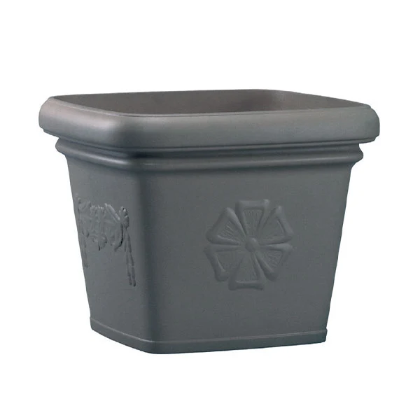 Vaso Quadro In Resina Antracite 38x38x40 Cm