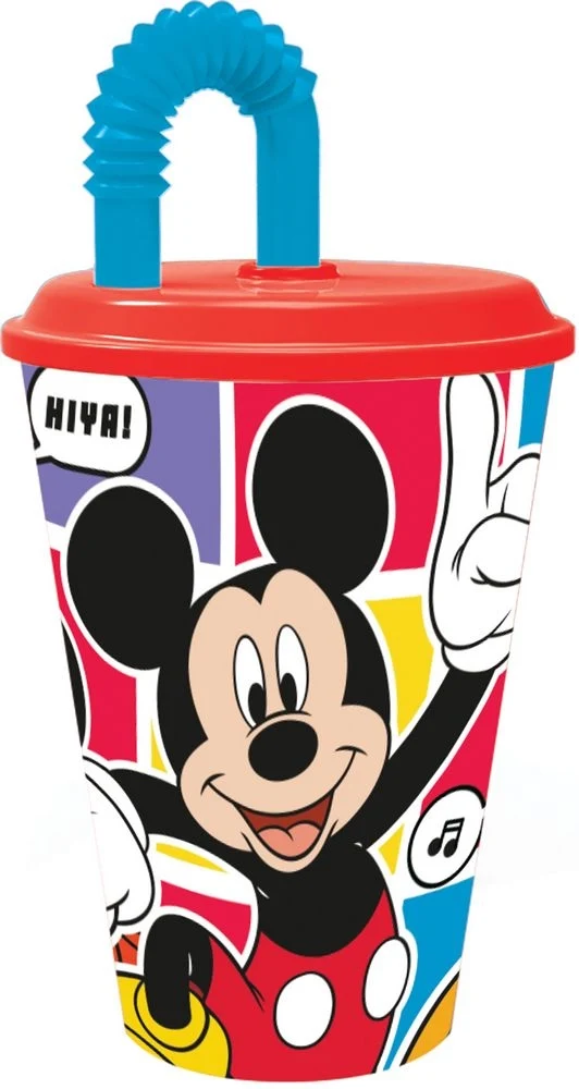 TATAWAY Disney Bicchiere rosso e azzurro per in plastica Mickey Mouse 430 ml