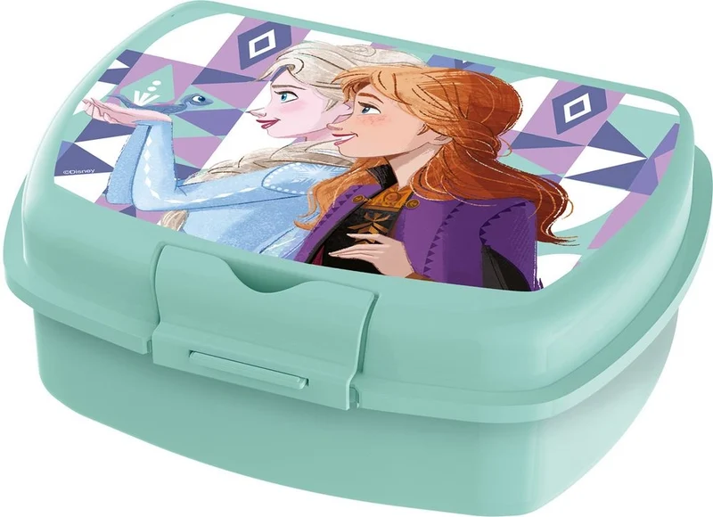 TATAWAY Disney Sandwich Box azzurra per bambine in plastica Frozen Elsa e Anna