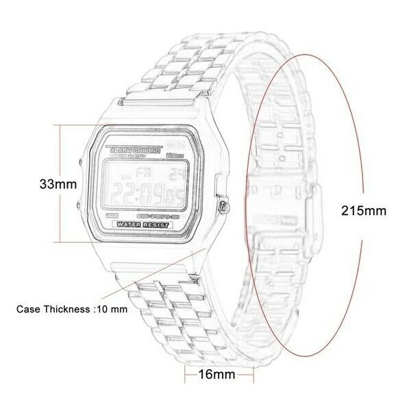 Impermeabile in oro rosa Moda Uomo Donna Orologio da polso digitale Orologi U.D.