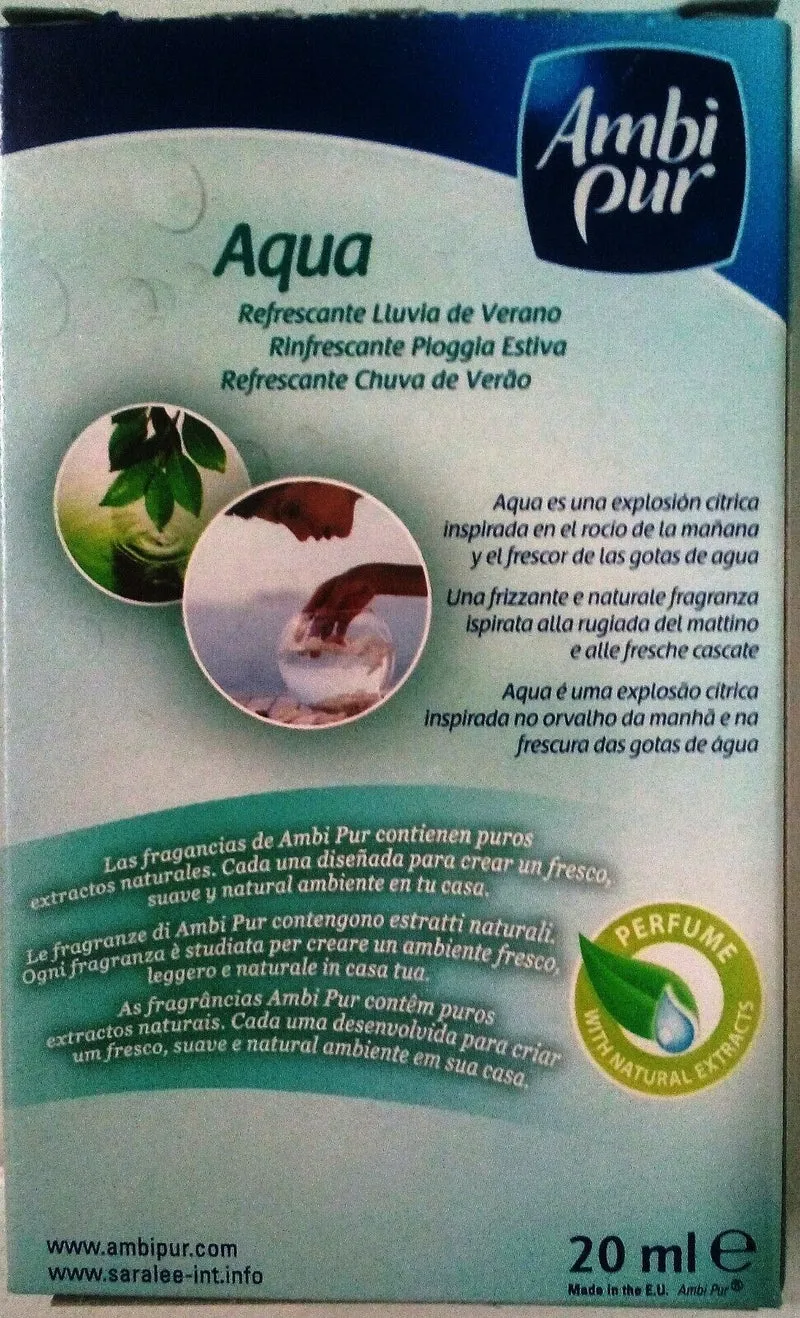 Profumo Ambipur casa aqua ricarica 20 ml. x 6 pezzi RINFRESCANTE PIOGGIA ESTIVA
