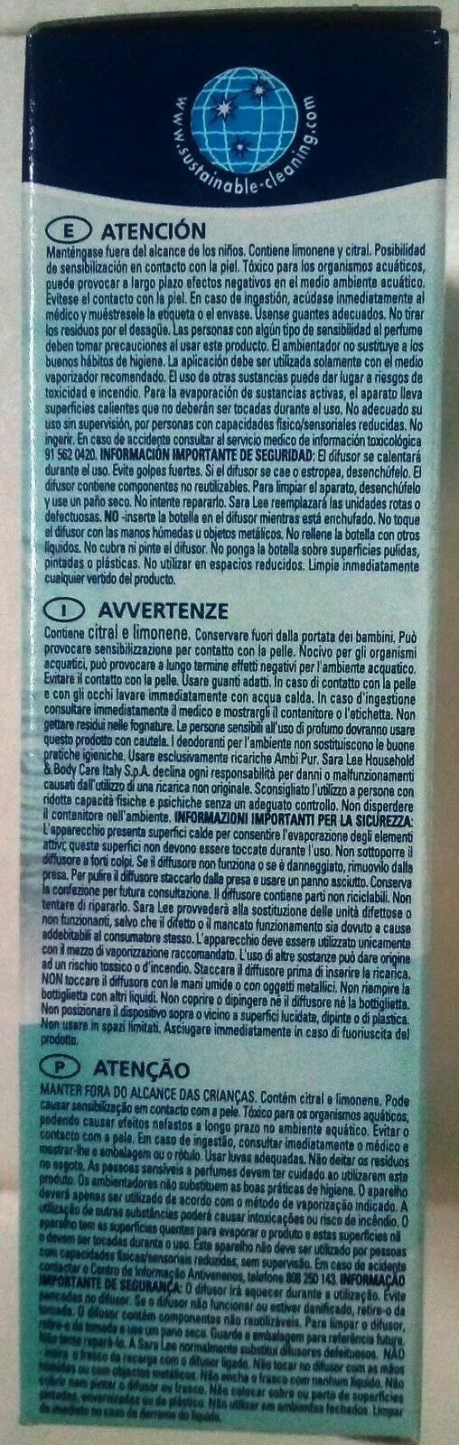 Profumo Ambipur casa aqua ricarica 20 ml. x 6 pezzi RINFRESCANTE PIOGGIA ESTIVA