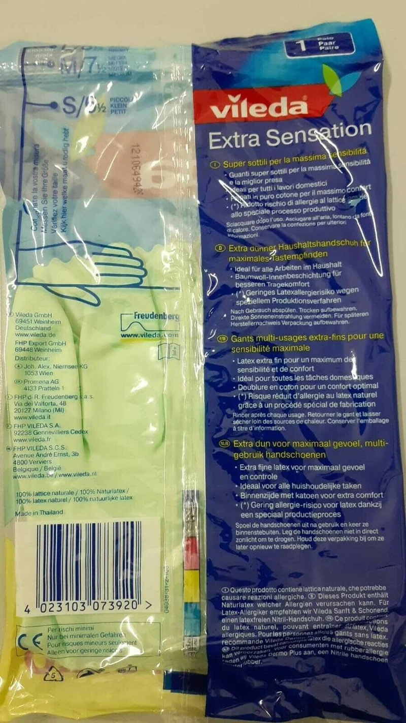 GUANTI CUCINA VILEDA EXTRA SENSATION MISURA PICCOLA SUPER SOTTILI E SENSIBILI