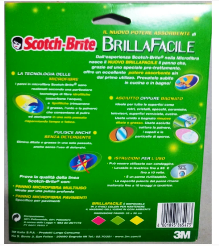Panno Brillafacile Microfibra Scotch Brite cm. 36x36 x 4 CONFEZIONI