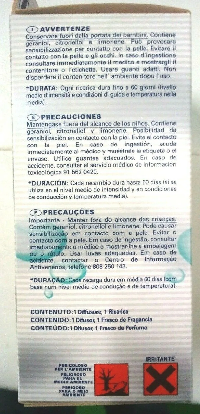 Deodorante Ambi Pur Car Acqua completo + 1 ricarica 8 ml. x 3 pezzi